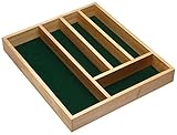 KitchenCraft Besteckkasten, Holz mit grüner Filzeinlage, 5 Fächer, 36 cm x 31 cm x 4,5 cm