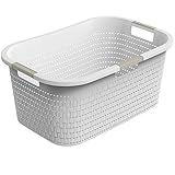 Rotho Country Wäschekorb 40l, Kunststoff (PP) BPA-frei, weiss, 40l (58,0 x 38,9 x 25,1 cm)