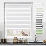 Rollos für Fenster ohne Bohren 40x110cm(BxH) Weiß Doppelrollo Klemmfix Duo Rollo Sichtschutz & Sonnenschutz