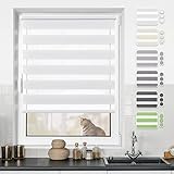 BondFree Doppelrollo Klemmfix ohne Bohren Duo Rollos für Fenster ohne Bohren & mit Bohren Weiß 90x120cm Sonnenschutz Klemmrollo Fensterrollo Zebrarollo Seitenzugrollo