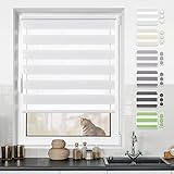 BondFree Doppelrollo Klemmfix ohne Bohren Duo Rollos für Fenster ohne Bohren & mit Bohren Weiß 70x120cm Sonnenschutz Klemmrollo Fensterrollo Zebrarollo Seitenzugrollo