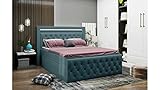 Stylefy Cezarro Boxspringbett Türkis Velours Jasmine 200x200 cm