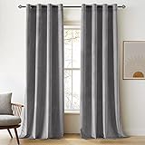 Woaboy Samtvorhänge Verdunkelungsvorhang Gardinen Samt mit Ösen Blickdicht für Wohnzimmer Blackout Curtains Thermovorhang Schalldämmend Schlafzimmer 2er Set 140x245cm (B x H) Grau