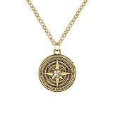 YAHOYA Kompass Nordstern Anhänger, Männer Halskette, Edelstahl Kompass Schmuck, Traveler Halsketten Geschenk für Herren Juwelen