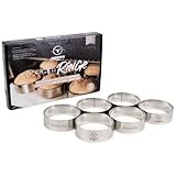 MOESTA-BBQ 10376 - Burgerringe - 6er Set aus 100% Edelstahl (Größe XL) – Back-Ring für Burger-Bun-Brötchen - Servierring