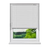 Fensterdecor Aluminium Jalousie 50 x 150 cm in Weiß I Jalousien Innen ohne Bohren zum Klemmen I Lamellen-Rollo für Sicht- und Sonnenschutz mit Wendestab I Standardmaße I Premium Qualität