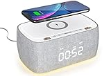 EZVALO Smart Wecker Schlummerfunktion Ladestation Nachtlicht 2 USB-Netzteil Wecker Bluetooth-Lautsprecher Netzbetrieb Digitaler Wecker ohne Ticken