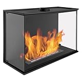 Zweiseitiger Bio-Kamin 800mm mit Vollverglasung. Nice-House Biokamin mit DREI Scheiben. Das Glas bedeckt die gesamte Höhe des Bio Kamin.