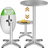 Casaria 2in1 Stehtisch Klappbar Höhenverstellbar 70 cm / 115 cm Hoch Aluminium Rund Ø 60 cm Wetterfest Outdoor Garten Bistrotisch Biertisch Partytisch