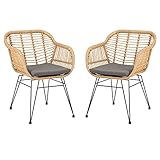 IDIMEX Gartenstuhl Paramo im 2er Set, Korbstuhl aus Polyrattan, Outdoor Stuhl mit praktischem Sitzkissen, moderner Esszimmerstuhl