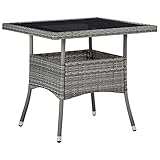 WOODEY Esstisch für den Außenbereich, aus Polyrattan und Glas, Grau