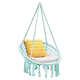 COSTWAY Hängesessel Hängestuhl zum Aufhängen, Hängesitz belastbar bis 150 kg Hängeschaukel 80x60x125cm (Grün)