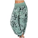 Hose Women's Baggy, Arbeitshose Für Frauen Mit Hoher Taille Kleidung Professional Taillierte Crossover-Leggings Lässig Plus Größe Print Elastic Taille Gerade Lose Haren Long Hosen (4XL, Tk8-Green)