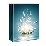 banjado® XXL Medizinschrank abschliessbar mit Motiv Magische Lotusblüte 35x46x15cm - großer Arzneischrank/Medikamentenschrank aus Metall zur Medikamenten Aufbewahrung - Apothekerschrank3 Schlüssel