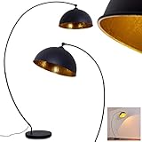 Stehlampe Miranda, Vintage Stehleuchte aus Metall in Schwarz/Gold, 1 x E27-Fassung, Leuchte im Retro-Design m. Fußschalter am Kabel in Blattgold-Optik, ohne Leuchtmittel