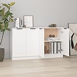 TECHPO Sideboards, 2 Stück, weiß, 60 x 30 x 70 cm, Holz, mit Farbe: Weiß