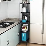 ERRULAN Nischenregal Küchenwagen Badrollwagen Slim Slide Out Storage Cart Black, 5-Tier Tall Organizer Rack Mit Rädern, Standing Shelf Units for Indoor Kitchen Narrow Place (Size : 21x50x147cm)