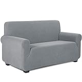 TIANSHU Sofabezug 2 sitzer, Stretch Spandex Couchbezug Sesselbezug Elastischer Antirutsch Stretchhusse Weich Stoff,Jacquard-Stretch-Sofabezug, Schonbezug für Sofa-Sofahalter(Hellgrau)