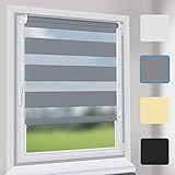 Sekey Doppelrollo - Duo Rollo Klemmfix ohne Bohren - 130cm x 150cm - Duo Rollos für Fenster und Tür - Sonnenschutz - Grau