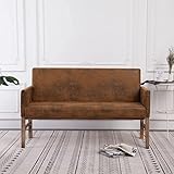 KRHINO Schuhregal Eingangsbereich, Aufbewahrungsbank Aufbewahrungsbox Bank mit Armlehnen Kunstleder Braun 140 cm für Schminktisch Schlafzimmer Wohnzimmer