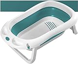 TAMNAN Babybadewanne, zusammenklappbare Babybadewanne, mit rutschfestem Multifunktions-Aufbewahrungsdesign for einfaches Baden (Color : Green)