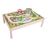 Bigjigs Rail BJT040 Spieltisch Mit Holzeisenbahn Set