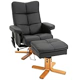 HOMCOM Massagesessel mit Fußhocker Relaxsessel Fernsehsessel mit Stauraum TV Sessel 145°-Neigung Kunstleder Schwarz 80 x 86 x 99 cm