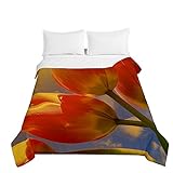 Surwin Bunte Tulpen Druck Tagesdecke Bettüberwurf Steppdecke Gesteppt Tagesdecken aus Leicht Weich Mikrofaser Sommer Komfort Cool Quilt für Doppelbett/Einzelbett (150x200cm,Sunset)