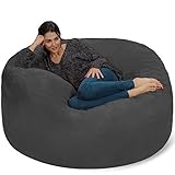 Chill Sacks Bohnenbeutelstuhl: Riesen Memory Foam Möbel Taschen und große Liege - großes Sofa mit großen Wasser resistent Soft Micro Suede Cover - Kohle, 5 Fuß