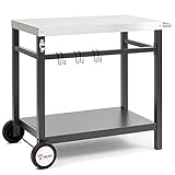 BBQ-Toro Grillwagen 85 x 50 x 81 cm | Metall Grilltisch mit großer Arbeitsfläche | Grill Beistelltisch Outdoor Grill Trolley Grilltisch Outdoor Servierwagen Outdoor Garten Trolley (Schwarz/Silber)