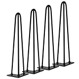 Qrity Haarnadel Tischbeine, 3-Stangen Haarnadel Füße, DIY Black Hairpin Couchtisch Beine Heavy Duty Metall Möbel Bein für Beistelltisch, Bank und Nachttisch, Set von 4, 12'