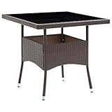 vidaXL Garten Esstisch für 4 Personen Gartentisch Terrassentisch Balkontisch Gartenmöbel Tisch Rattantisch Outdoor Braun Poly Rattan