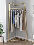 INSTUS Aufhänger, Boden Garderobe, Wand-Eckbügel aus Eisen, Wohnzimmer Schlafzimmer Ecke Dekoration Kleiderständer (Gold,75x50x160 cm)