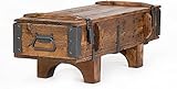 Truhe Kiste Couchtisch, Trunk Tisch, schabby chic Holz Beistelltisch, Sofatisch im antiken Stil mit Stauraum and Deckel, Kaffeetisch