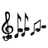 Wandleuchter-Kerzenhalter, Schwarze Musiknoten-Wandkerzenhalter aus Metall, 4er-Set, Wandmontierte Kerzenleuchterhalter mit 4 Kerzenständern Wandkunst-Dekoration für das Wohnzimmer