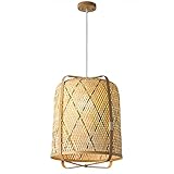 LQZCXMF Bambus-Kronleuchter Im Boho-Stil Bambus-Laternen-Deckenleuchte Rattan-Lampenschirm, Natürliche Pendelleuchten Höhenverstellbar, E27-Sockel Dekorative Deckenbeleuchtung Studie Wohnzimmer