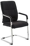 CLP XXL-Freischwinger Anubis Mit Gepolsterter Sitzfläche I Konferenzstuhl Mit Metallgestell In Chrom-Optik Und Stoffbezug, Farbe:schwarz