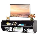 COSTWAY TV Schrank hängend und freistehend, Fernsehschrank Holz modern, Fernsehtisch mit 3 offenen Fächern, TV-Regal für 32’’-55’’ Fernseher, TV Lowboard, 123 x 41 x 41 cm