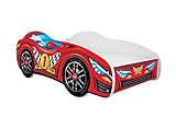 Topbeds Kinderbett Autobett, Auto-Bett 140x70 cm Jugendbett, Lattenrost, Buchenholzrahmen, Rausfallschutz, Strapazierfähige Konstruktion, Sicher, Erhöhte Seiten, Bequem, Abgerundete Kanten (Top Car)