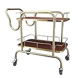 DOUKI Beweglicher Trolley 2 Etagen Metallwagen Bewegliche Beistelltische Mahlzeit Beistelltisch Couch Beistelltisch Rechteckiger Beistelltisch Weinwagen für Hotel Aufbewahrungstisch