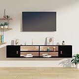 ZEYUAN Wandschränke 2 STK Hängeschrank, Fernsehschrank, Sideboard Hängend, Tv Cabinet, Sideboard Tv Lowboard, Schwarz 80x30x30 cm Massivholz Kiefer