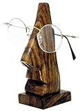 Imago Brillenhalter für Brille, Brillenständer, Deko handgemacht Geschnitzte Nase aus Sheesham Holz, Brillennase für Sonnenbrille oder Lesebrille