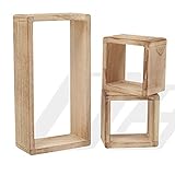 Rebecca Mobili 3er Set Bücherregale im Vintage -Stil, Hängeregale aus Holz, 1 rechteckig 2 Würfelregale, helles Holz, für Schlafzimmer Wohnzimmer – Maße: 41 x 21 x 9 cm (HxLxB) - Art. RE4121