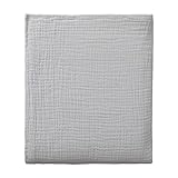 URBANARA Musselin-Tagesdecke COTA 240x265 cm - 100% Baumwolle, strukturierte Decke — Ideal als Bettüberwurf Kuscheldecke für Einzel- und Doppelbett - Hellgrau