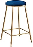 MOCHIYIA Barstools Tabouret De Bar Hauteur Du Comptoir De Bar Finition En Métal/Fer Pour Cuisine De Pub/Restaurant/Maison - Chaise Haute Sans Dossier Avec Coussin En Velours Doux - (Bleu, Rose, Vert)