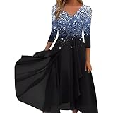 LCpddajlspig Sommer Kleider Frauen, Kleid Chiffon Elegante Spitze Patchwork Kleid V-Ausschnitt Langes Kleid Brautjungfer Abendkleid Kleider Sommer Elegant Lässig Maxikleid