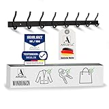 ANILSELL 8'er Garderobenhaken schwarz Kleiderhaken Garderobe Jackenhalter Wand Hakenleiste rostfrei Edelstahl moderne Wandhaken Wandgarderobe Garderobenleiste ca. 30kg belastbar und sicher