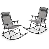 JJZXD 2-teiliger Patio-Camping-Schaukelstuhl Klappbarer Schaukelstuhl Fußstütze