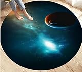 DUDSME Space Stars Runder Teppich, Kreisteppich Teppich für Wohnzimmer Schlafzimmer Sofa Dekor Spielbodenmatte 120cm
