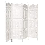 Butlers Estella Paravent in Weiß 182x203 cm - Geschnitzer Raumteiler aus lackiertem Holz in Vintage Shabby chic